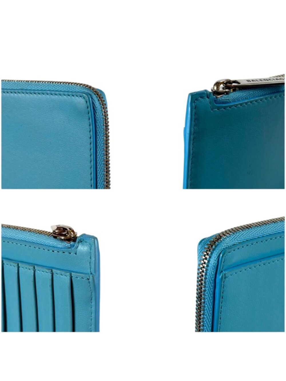 Balenciaga Envelope Fragment Case Coin Card Holder Light Blue Leather - Picture 6 of 13